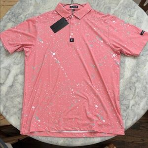 Bad Birdie | Pink and White Splatter Polo Shirt